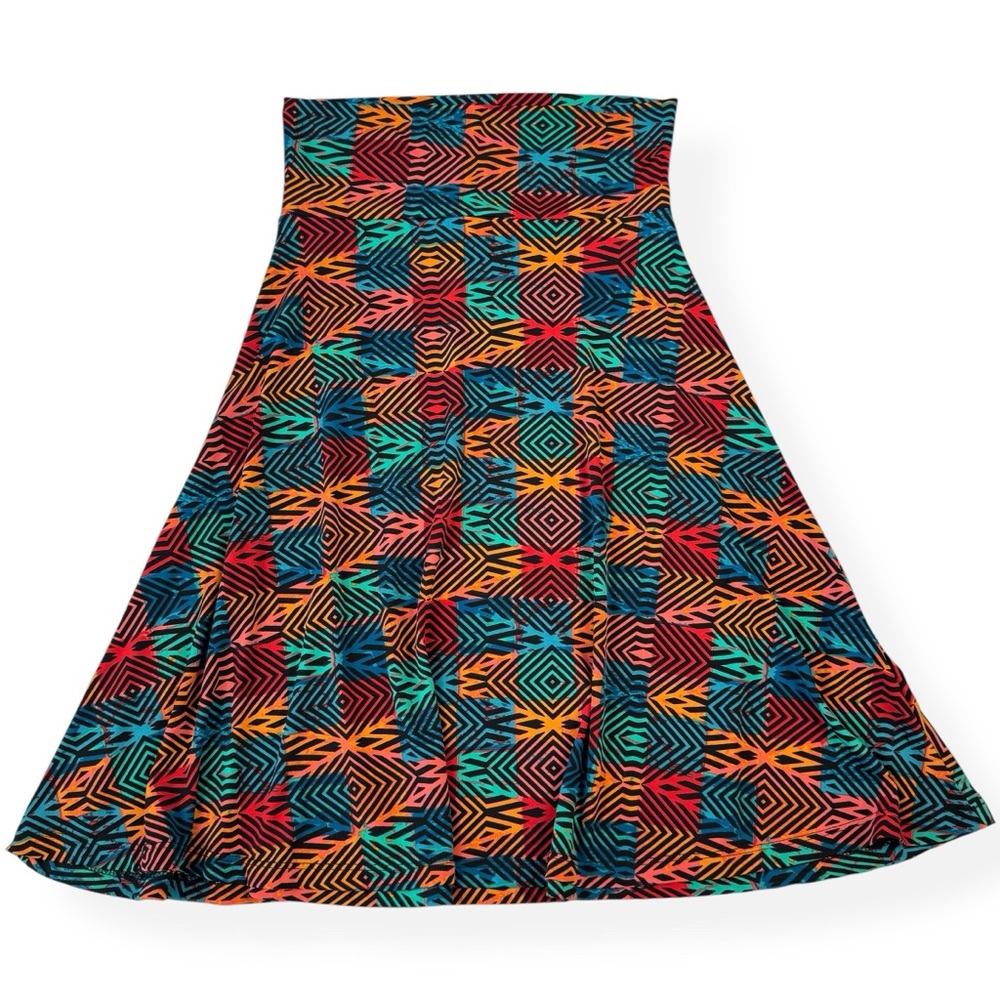 LuLaRoe Azure Skirt‎ XS Multicolor Geometric Knee Length A-Line Pull On